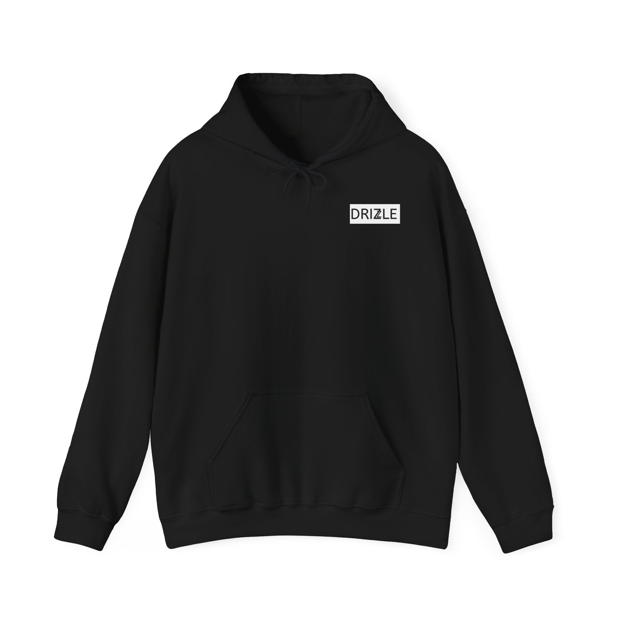 Drizzle minimalist text Hoodie | Small Chest Logo, White Pullover