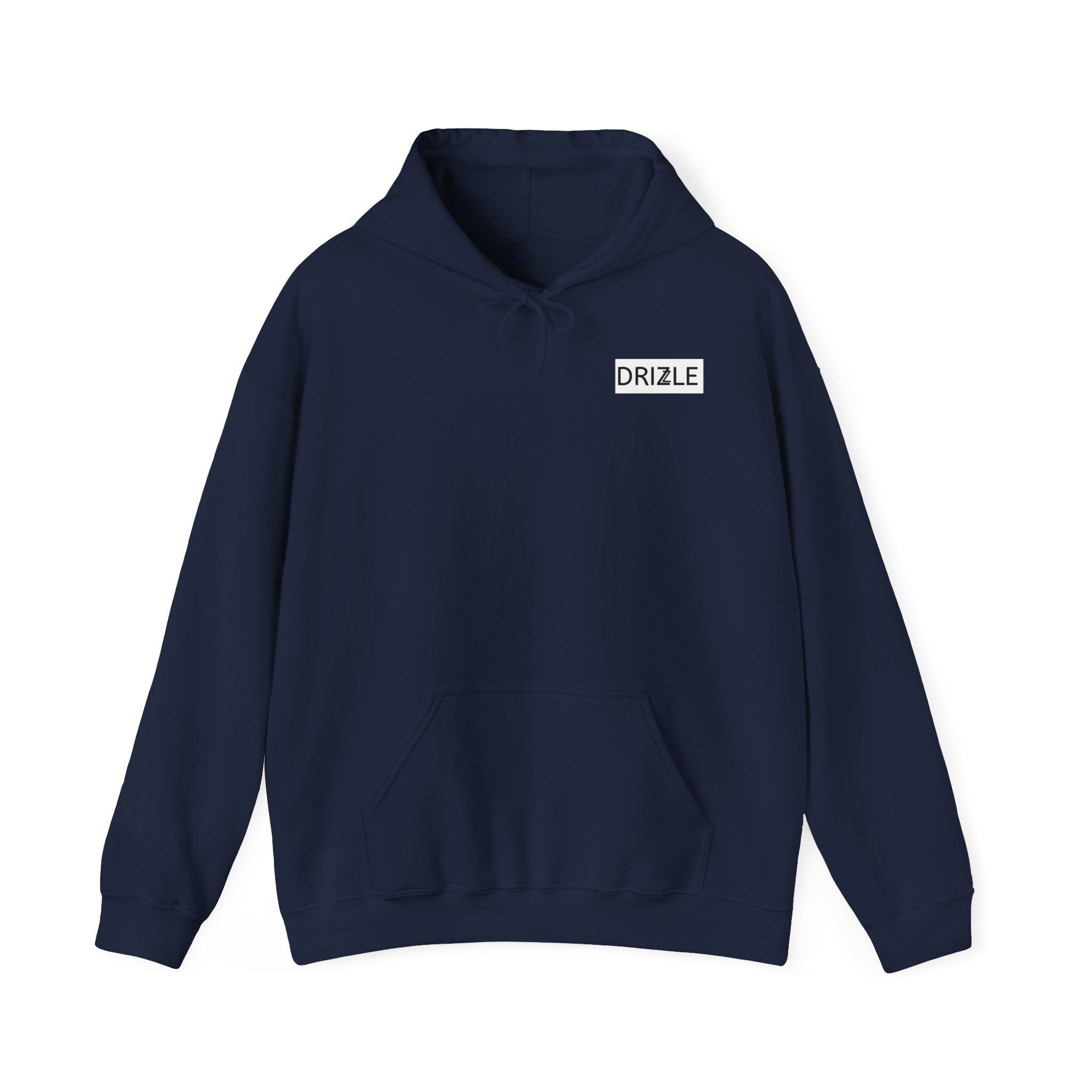 Drizzle minimalist text Hoodie | Small Chest Logo, White Pullover